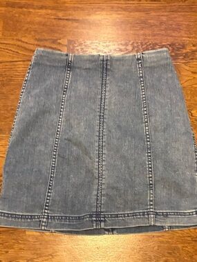 Free People Washed Blue Denim Mini Skirt
